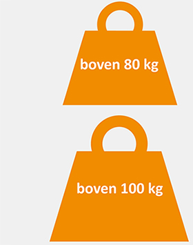 Gewicht boven 80 kg en boven 100 kg