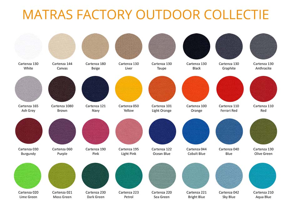 Matras Factory outdoor collectie kleuren
